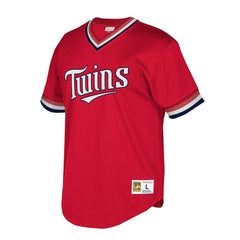 Minnesota Twins Mitchell & Ness Cooperstown Collection Mesh Wordmark V-Neck Jersey – Red 2019