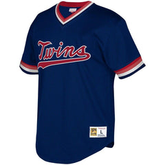 Minnesota Twins Mitchell & Ness Youth Cooperstown Collection Mesh Wordmark V-Neck Jersey – Navy 2019