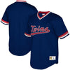 Image of Minnesota Twins Mitchell &amp; Ness Youth Cooperstown Collection Mesh Wordmark V-Neck Jersey – Navy 2019