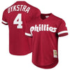 Image of Mitchell &amp; Ness Lenny Dykstra Philadelphia Phillies Cooperstown Collection Mesh Batting Practice Jersey - Scarlet 2019