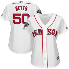 Mookie Betts Boston Red Sox Majestic Women's World Series Champions Home Cool Base Player Jersey – White 2019