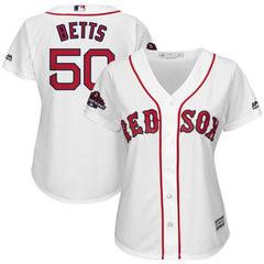 Mookie Betts Boston Red Sox Majestic Women's World Series Champions Team Logo Player Jersey – White 2019