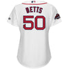 Image of Mookie Betts Boston Red Sox Majestic Women's World Series Champions Team Logo Player Jersey – White 2019