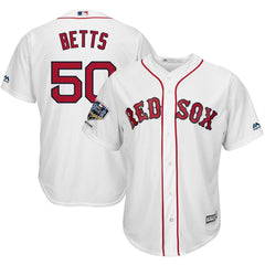 Mookie Betts Boston Red Sox Majestic World Series Champions Home Cool Base Player Jersey – White 2019