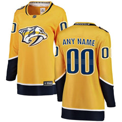 Nashville Predators Women's Home Breakaway Custom Jersey - Yellow 2019