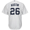 Image of Tyler Austin New York Yankees Majestic Home Official Cool Base Player Jersey - White/Navy 2019