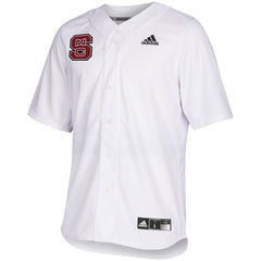 NC State Wolfpack  Full Button Baseball Jersey - White 2019