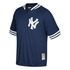 New York Yankees Mitchell & Ness Cooperstown Collection Mesh Batting Practice Quarter-Zip Jersey - Navy 2019