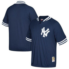 New York Yankees Mitchell &amp; Ness Cooperstown Collection Mesh Batting Practice Quarter-Zip Jersey - Navy 2019