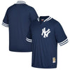 Image of New York Yankees Mitchell &amp; Ness Cooperstown Collection Mesh Batting Practice Quarter-Zip Jersey - Navy 2019