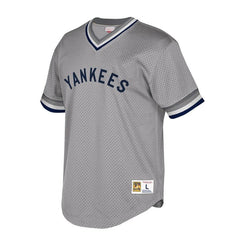 New York Yankees Mitchell & Ness Cooperstown Collection Mesh Wordmark V-Neck Jersey – Gray 2019