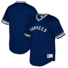 Image of New York Yankees Mitchell &amp; Ness Cooperstown Collection Mesh Wordmark V-Neck Jersey – Navy 2019