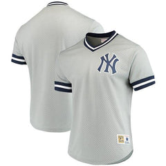 New York Yankees Mitchell &amp; Ness Mesh V-Neck Jersey – Gray 2019