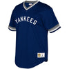 Image of New York Yankees Mitchell &amp; Ness Youth Cooperstown Collection Mesh Wordmark V-Neck Jersey – Navy 2019
