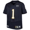 Image of Notre Dame Fighting Irish Under Armour Youth Finished Replica Football Jersey - Navy 2019