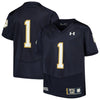 Image of Notre Dame Fighting Irish Under Armour Youth Finished Replica Football Jersey - Navy 2019