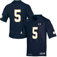 Notre Dame Fighting Irish Under Armour Youth No.5 Football Jersey Jersey - Navy Blue 2019