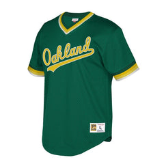 Oakland Athletics Mitchell & Ness Cooperstown Collection Mesh Wordmark V-Neck Jersey – Green 2019