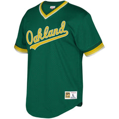 Oakland Athletics Mitchell & Ness Youth Cooperstown Collection Mesh Wordmark V-Neck Jersey – Green 2019