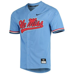 Ole Miss Rebels Vapor Untouchable Elite Full-Button Replica Baseball Jersey - Light Blue 2019