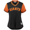 Image of Derek Holland "Last Name" San Francisco Giants Majestic Women's Players' Weekend Cool Base Jersey – Black/Orange 2019