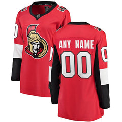 Ottawa Senators Women's Home Breakaway Custom Jersey - Red 2019