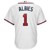 Image of Ozzie Albies Atlanta Braves Majestic 2019 Home Official Cool Base Player Jersey - White 2019