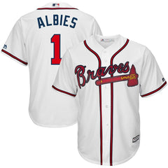 Ozzie Albies Atlanta Braves Majestic Home Cool Base Player Jersey – White 2019