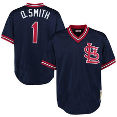 Ozzie Smith St. Louis Cardinals Mitchell &amp; Ness 1994 Cooperstown Collection Mesh Batting Practice Jersey - Navy 2019