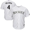 Image of Pat Valaika Colorado Rockies Majestic Home Cool Base Player Jersey - White 2019