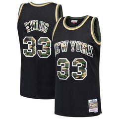 Patrick Ewing New York Knicks Mitchell &amp; Ness Straight Fire Camo Swingman Jersey – Black 2019