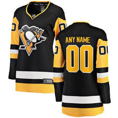 Pittsburgh Penguins Women's Home Breakaway Custom Jersey - Black 2019