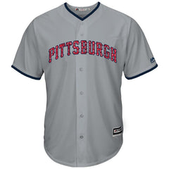 Pittsburgh Pirates Majestic Stars & Stripes Cool Base Team Jersey - Gray 2019