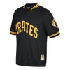 Image of Pittsburgh Pirates Mitchell &amp; Ness Cooperstown Collection Mesh Batting Practice Quarter-Zip Jersey - Black 2019