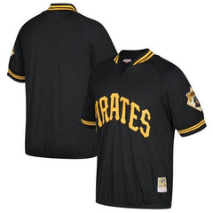 Pittsburgh Pirates Mitchell &amp; Ness Cooperstown Collection Mesh Batting Practice Quarter-Zip Jersey - Black 2019