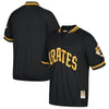 Image of Pittsburgh Pirates Mitchell &amp; Ness Cooperstown Collection Mesh Batting Practice Quarter-Zip Jersey - Black 2019