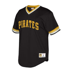 Pittsburgh Pirates Mitchell & Ness Cooperstown Collection Mesh Wordmark V-Neck Jersey – Black 2019