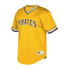 Image of Pittsburgh Pirates Mitchell &amp; Ness Cooperstown Collection Mesh Wordmark V-Neck Jersey – Gold 2019