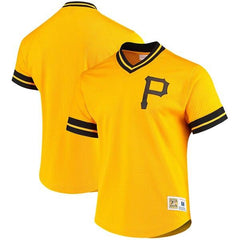 Pittsburgh Pirates Mitchell &amp; Ness Mesh V-Neck Jersey – Gold 2019