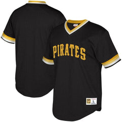 Pittsburgh Pirates Mitchell &amp; Ness Youth Cooperstown Collection Mesh Wordmark V-Neck Jersey – Black 2019