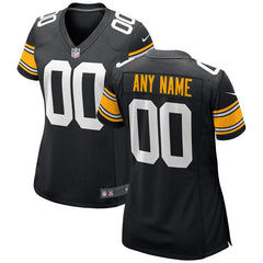 Pittsburgh Steelers Women's Alternate Custom Game Jersey – Black 2019