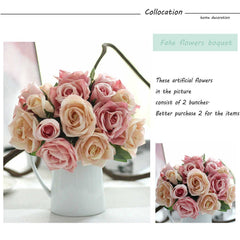 Artificial Flower Fake Flowers Silk Plastic Artificial Roses