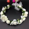 Image of 2Pcs Flower Wreath Crown Adjustable Floral Headband Garland with Flower Wristband for Wedding Festival Party