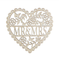 Mr and Mrs Heart Shaped Wood Hollow Hanging Pendants Ornament