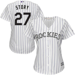 Trevor Story Colorado Rockies Majestic Women's Cool Base Player Jersey - White/Purple 2019