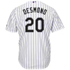 Image of Ian Desmond Colorado Rockies Majestic Home Official Cool Base Player Jersey - White/Purple 2019