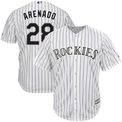 Nolan Arenado Colorado Rockies Majestic Home Official Cool Base Player Jersey - White/Purple 2019