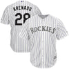 Image of Nolan Arenado Colorado Rockies Majestic Home Official Cool Base Player Jersey - White/Purple 2019