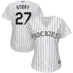 Trevor Story Colorado Rockies Majestic Women's Home Official Cool Base Player Replica Jersey - White/Purple 2019