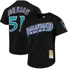 Randy Johnson Arizona Diamondbacks Mitchell &amp; Ness Fashion Cooperstown Collection Mesh Batting Practice Jersey - Black 2019